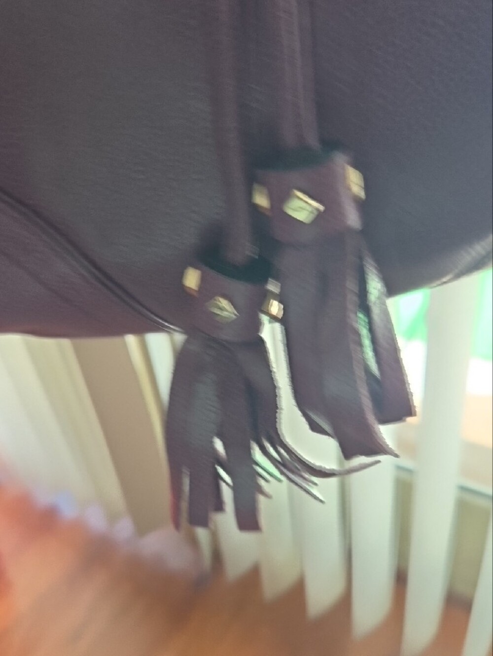 MCM Plum Drawstring Tote with Gold-Tone Hardware - Picture 6 of 15